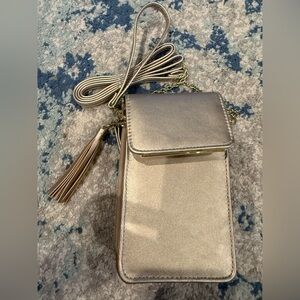 Metallic Gold Crossbody Bag with Tassel